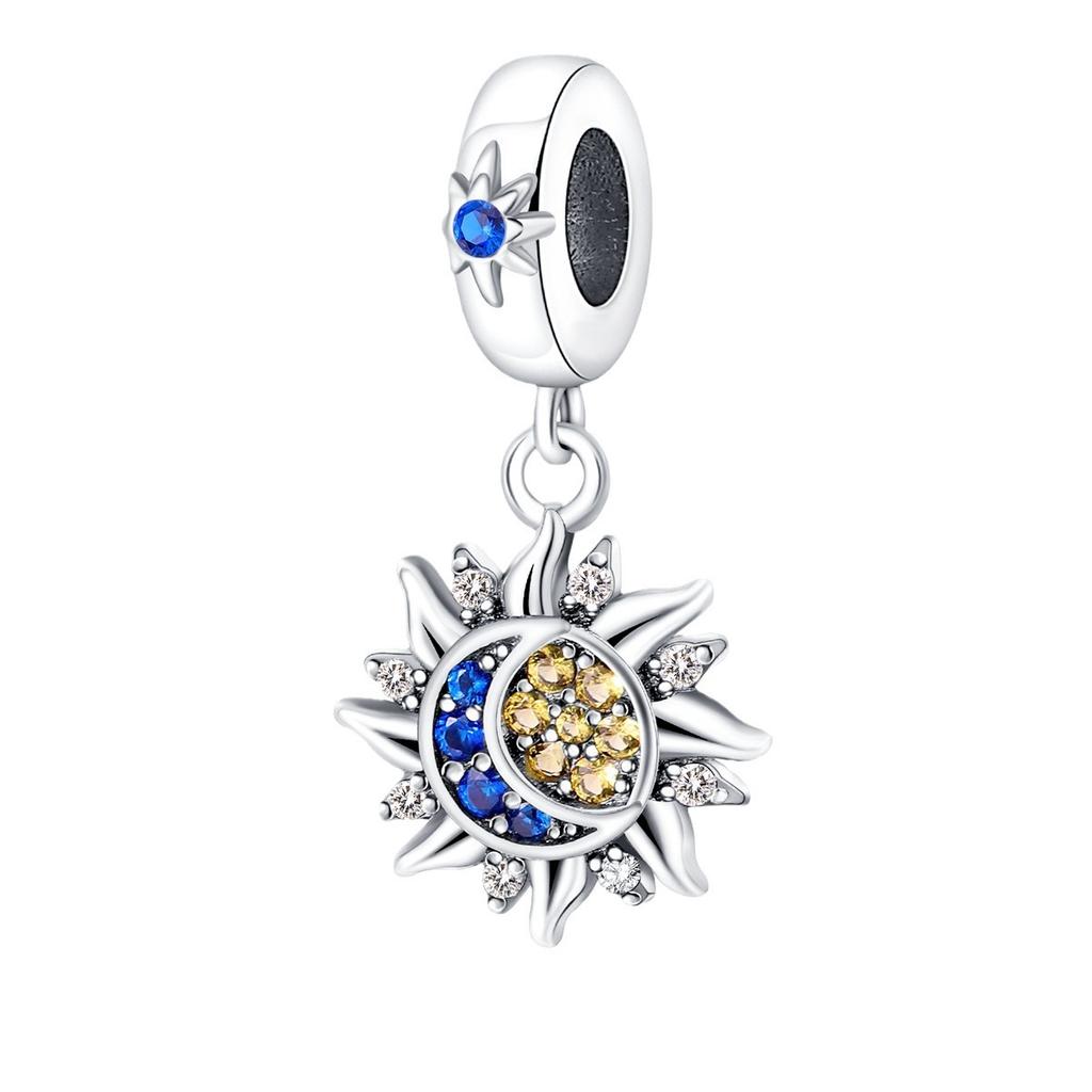 Copper-Plated 925 Silver Jewelry Women'S Niche High-End Star And Moon Pendant Beads Are Suitable For Diy Bracelets And Necklaces