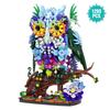 1241PCS Owl Animal Flowers Building Toy Set MOC Floral Collectible Model for Home Decor Office Art Halloween Christmas Gifts