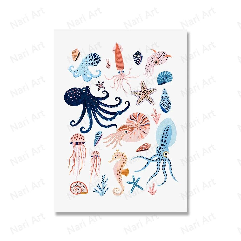 Насекомое Алфавит Wall Art Холст Картина Жук Бабочка Моль Кит Плакаты и принты Скандинавские картины Детская комната Декор Без рамки