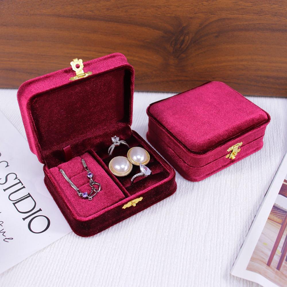 Necklace Storage Box Scratch Resistant Velvet Jewelry Box Flocking Storage Case Ring Earrings Holder For Jewelry Travel