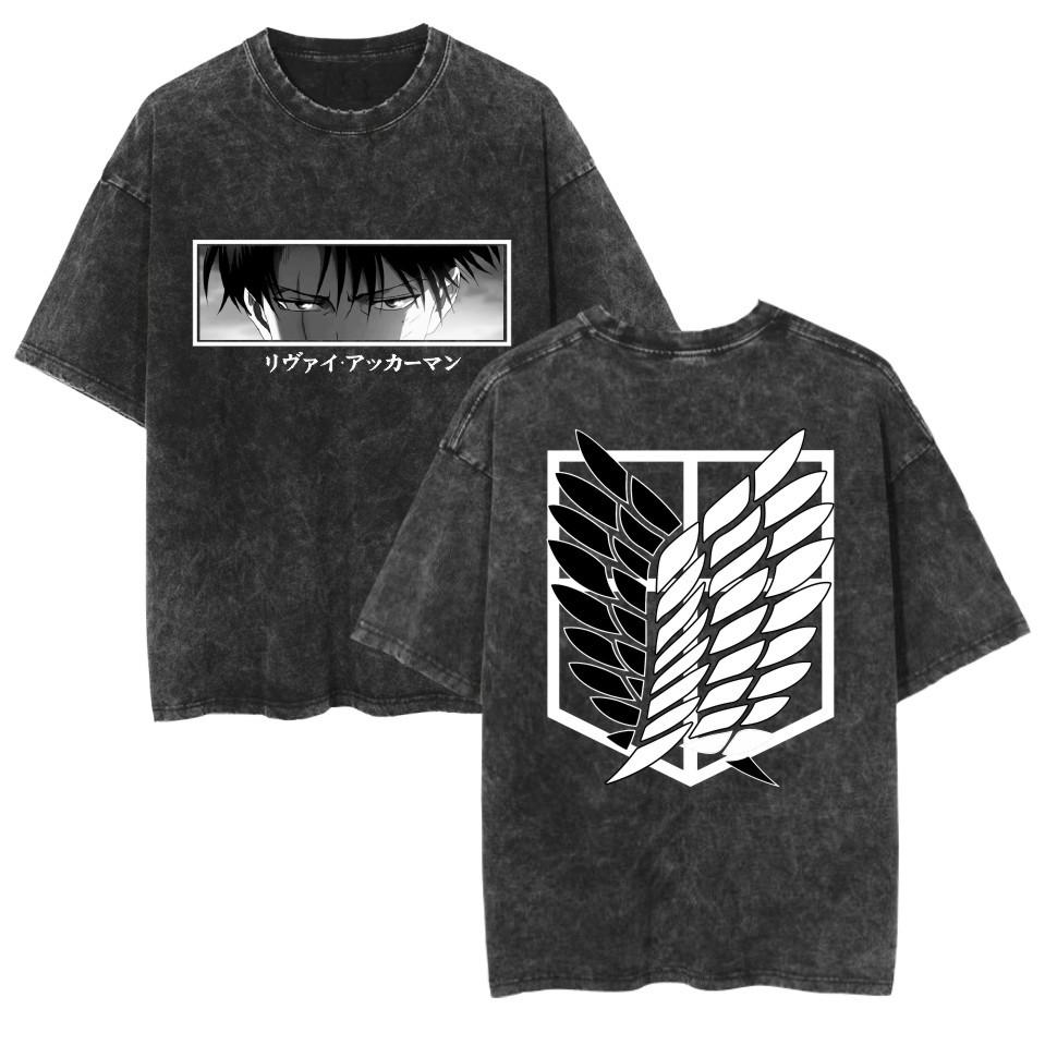 Поношенная футболка в стиле ретро АНИМЕ АТАКА ТИТАНОВ повседневная хлопковая летняя футболка с коротким рукавом Мужские и женские футболки