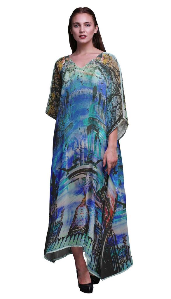Phagun Mughal Monuments Beach Kaftan Bikini Cover up Womena s Maxi Dress Long