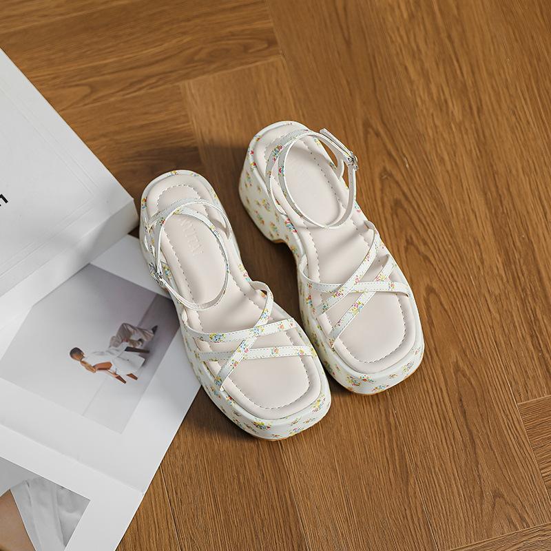 Цифровые сандалии на толстой платформе, женские туфли-маффины для улицы, красивые весной и летом, не утомляют ноги, с сандалиями на танкетке