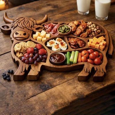 Деревянная доска-charcuterie в форме коровы, поднос для закусок, фруктов, мяса, сыра, для домашней вечеринки, банкета, семейного сбора