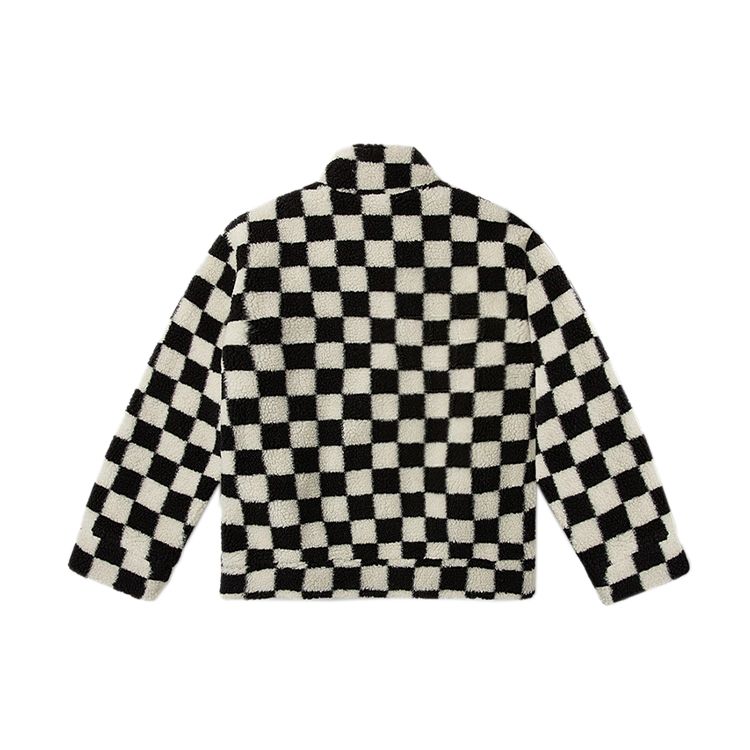 Vans Флисовая куртка с шахматным узором Мужская верхняя одежда Черный Белый VN0A53LO705