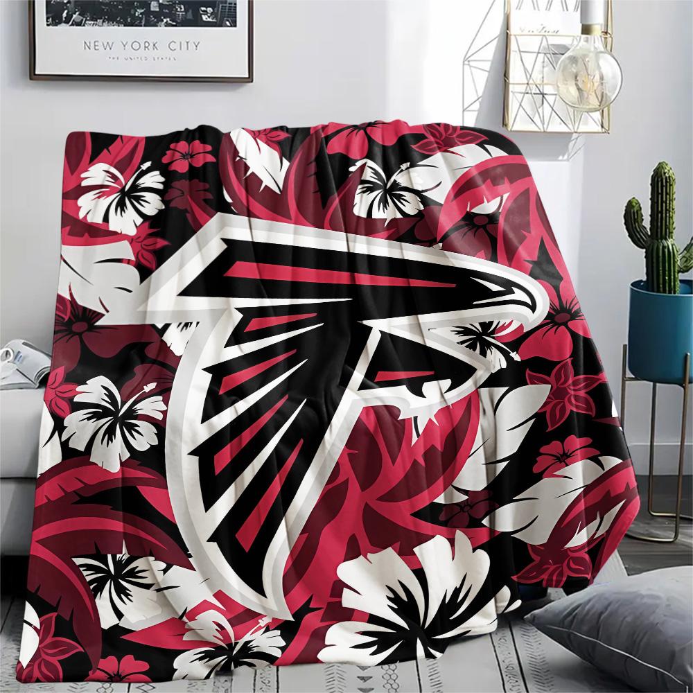 Фланелевое одеяло с принтом Atlanta Falcons, Высококачественное, Удобное для всех сезонов, Декор для дома, Тепло и уют, Идеально для рождественских подарков