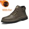 FashionGenuine Leather Men's Motorcycle Boots Luxury Brand Male Ankle Boots Retro Handmade Lace Up Shoes High Top Man Walking Footwear