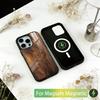 Carved Wood Phone Case For iPhone17,16,15,14,13,12,11 Plus,Pro Magnetic with Magsafe Wireless Charging