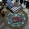 Fire Truck Glass Round Area Rug Under Office Chairs Bedroom Living Room Home Decor