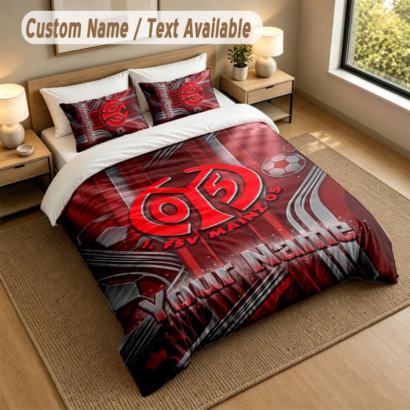 Bedding Set 1 Duvet Cover 2 Pillowcases Mainz 05 Print Soft Bed Linen Bedroom Decor