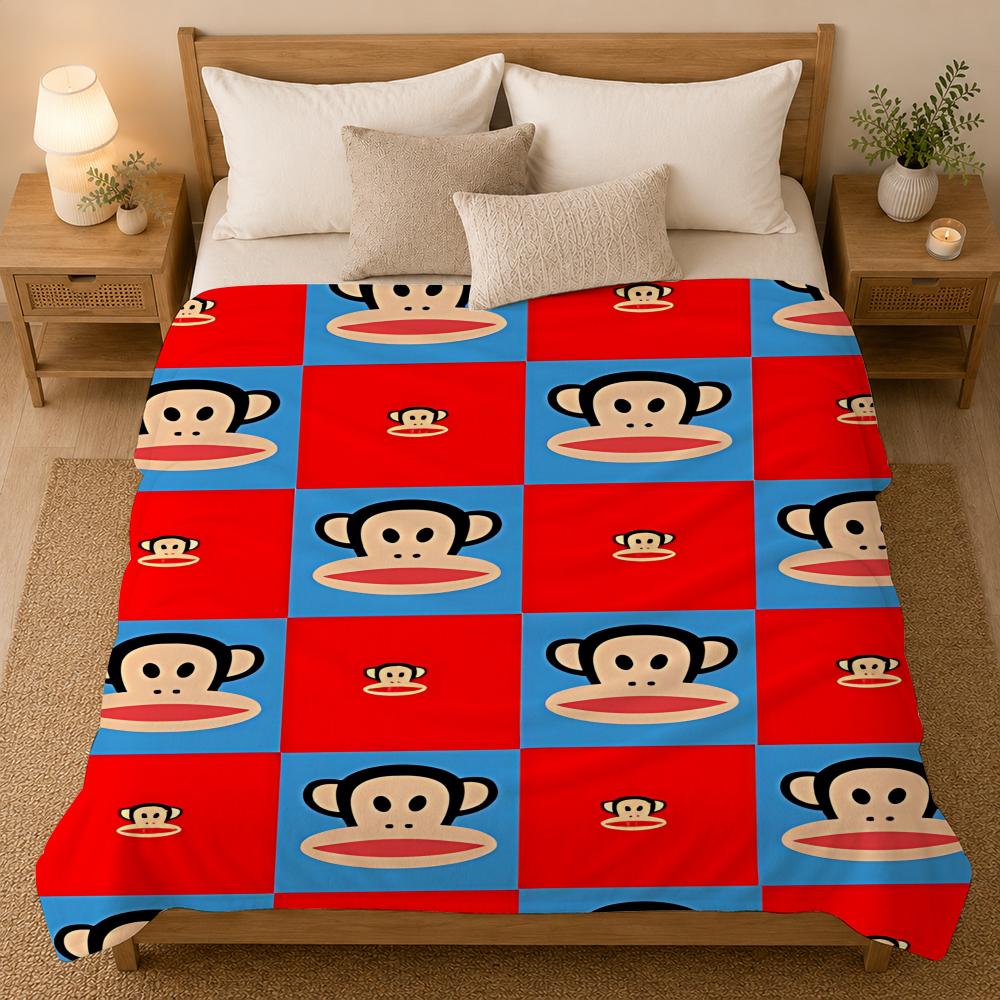 Julius the Monkey Character Throw 240g flannel blanket, suitable for sofas, beds, offices,  exquisite gift blankets