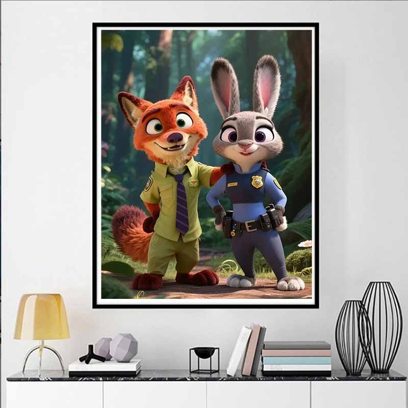 Disney Алмазная живопись Ник и Джуди Тематическая иллюстрация 5D DIY Алмазная вышивка Набор Круглый/Квадратный Алмазное искусство Мозаика Домашний декор