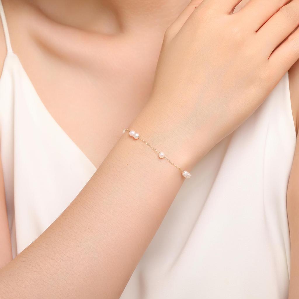 KOKO PEARL JEWELRY Made in Natural Pearl Bracelet for 10k Akoya Perfect for Everyday - Japan, Women, Gold, Pearl, Wear, br40-10k-11