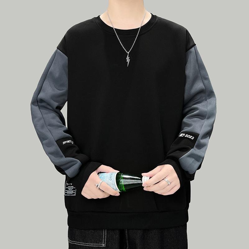 Sweatshirt Men's Spring Autumn Round Neck Trend Color Blocking Loose Drop-shoulder Sleeve Versatile Casual Men's Sweatshirt