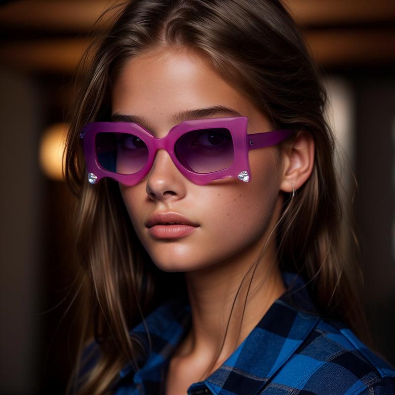 New Luxury Fashion Diamond Setting Gradient Alien Sunglasses Women Y2K Personality UV400 Sun Protection