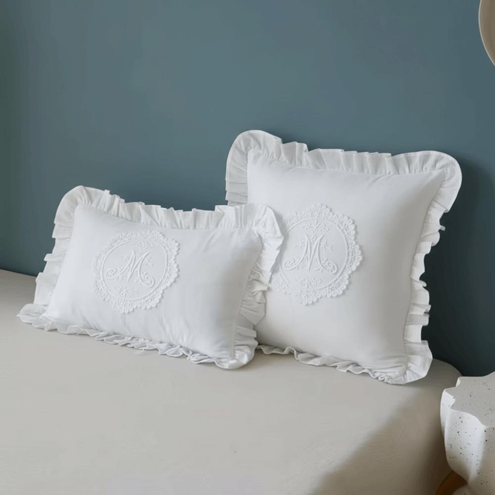 Washed Material Pillow Cover French Lace Bedroom Pillow Shell Comfortable Cushion Cover