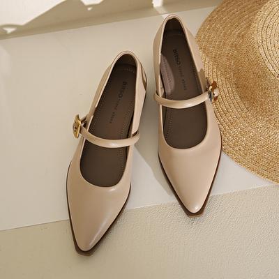 Туфли Мэри Джейн с плоским носком и пряжкой в одну линию, женская коллекция 2024 года, новая универсальная модная обувь в стиле ретро