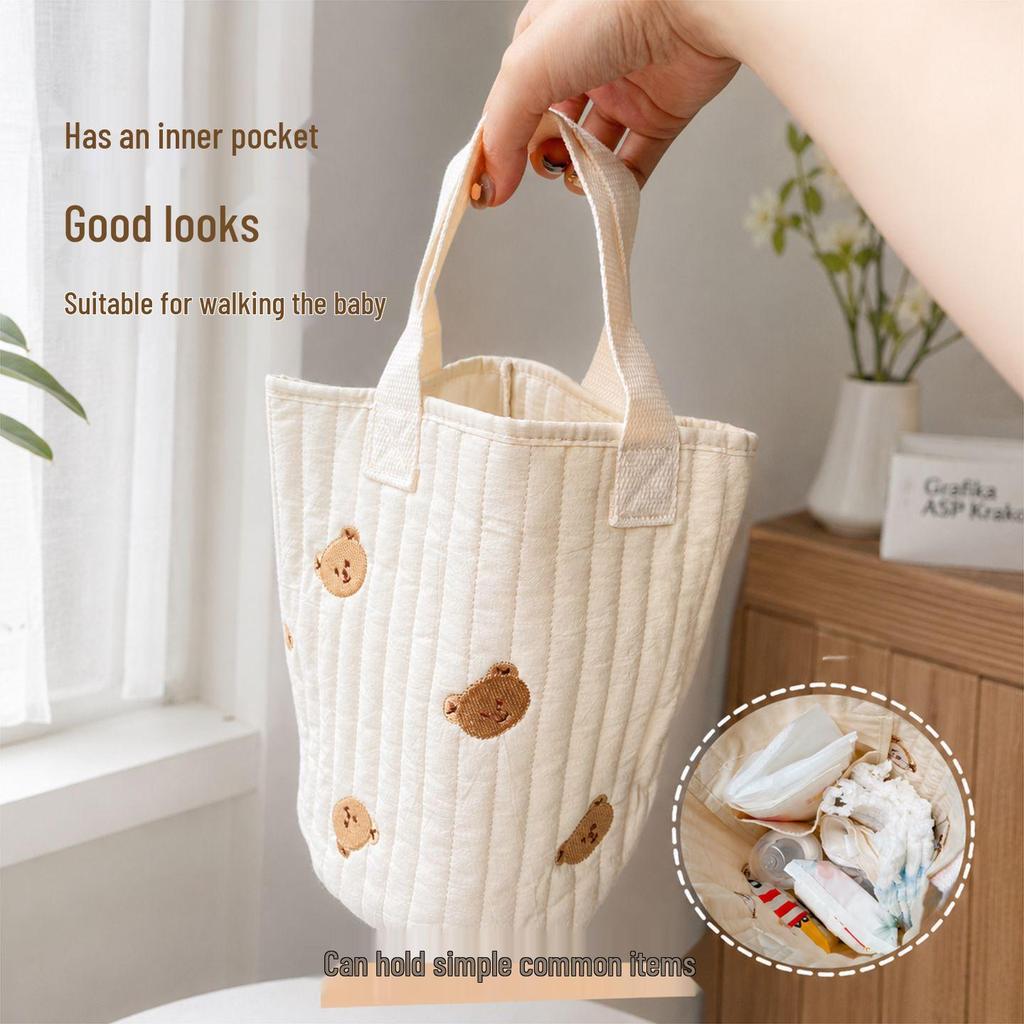 Корейская сумка для коляски 2024 года с цветочным принтом для мамы и малыша - Хлопковая сумка для прогулок с вышивкой