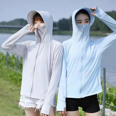 Женская куртка с капюшоном из японского шелка Ice Silk UV Protection - летняя однотонная, защита от солнца на открытом воздухе