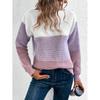 Stripe Color Block Sweater, Elegant Long Sleeve Drop Shoulder Sweater for Fall & Winter, Women's Clothing