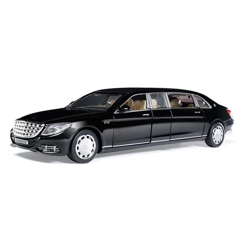 1/32 игрушечная машинка BENZ Maybach S650 расширенная версия металлическая игрушечная машинка из сплава литые игрушечные машинки модель автомобиля свет звук игрушки для детей