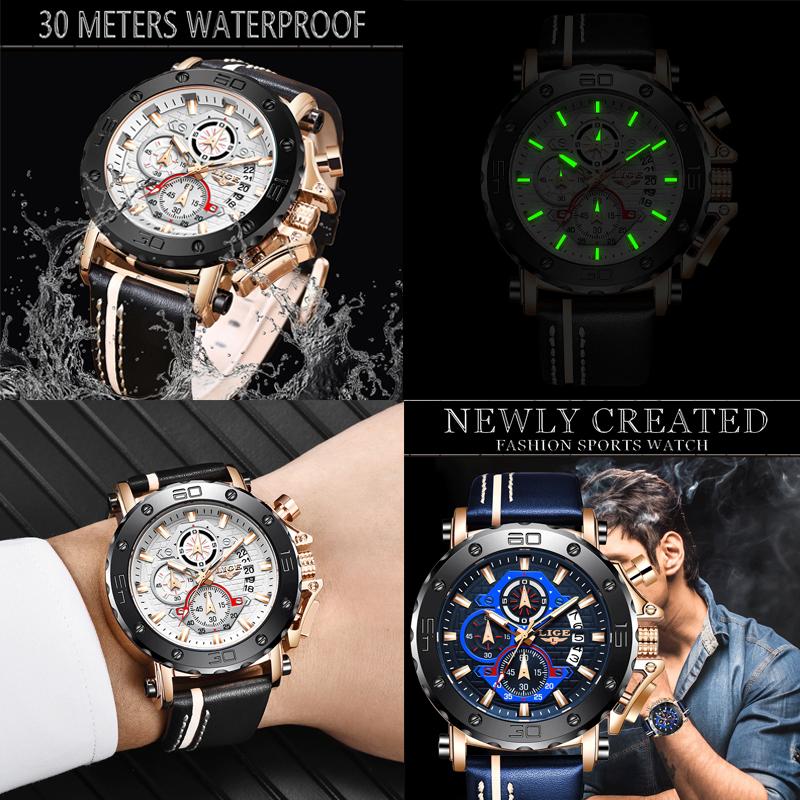 Мужские часы с кожаным ремешком