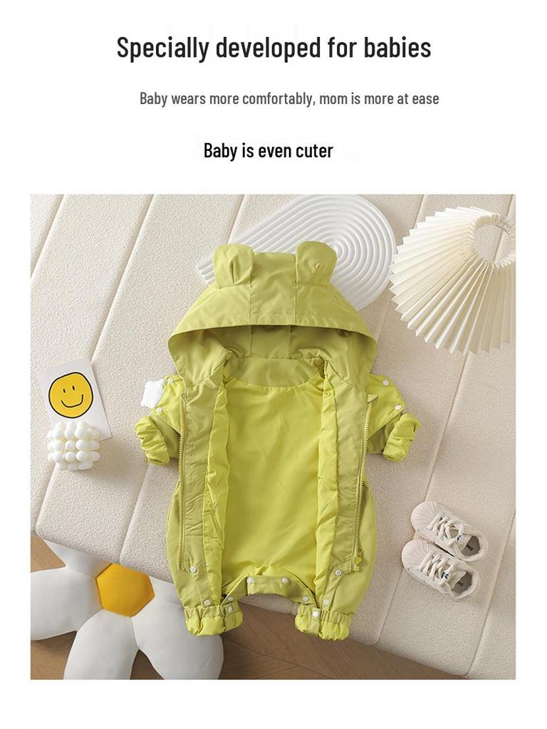Детский весенний комбинезон-ветровка - Милый ромпер с капюшоном для малыша (Весна осень)