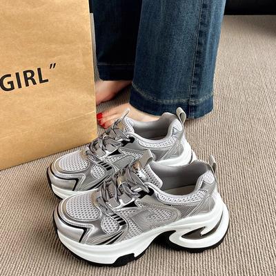Ретро женские летние кроссовки на мягкой подошве, на небольшой толстой подошве, с увеличением роста, дышащие, повседневные, универсальные, студенческие, спортивные
