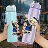 1PC Blonde Girl Cartoon Character 750ml Color Plastic Sports Water Bottle Leakproof Flip Straw Lid Suitable for Sports Office Home Use