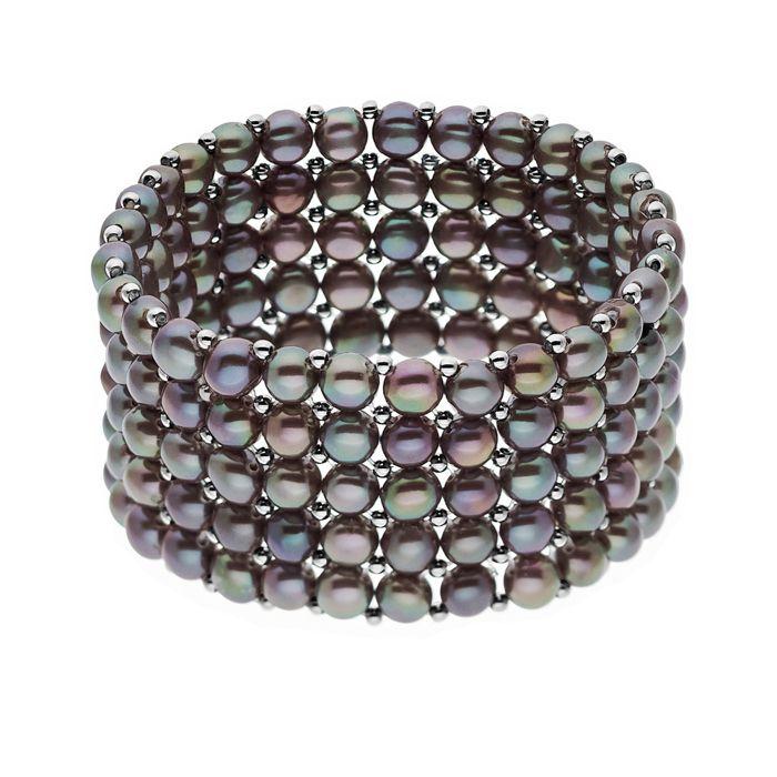 Bracelet - PEARLS & COLORS - Pearls & Colors - Perle d'eau douce 3-4 mm - Bleu - Argent 925