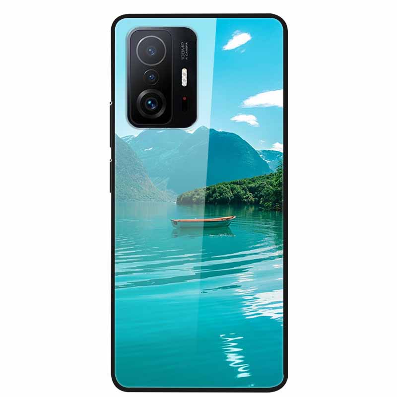 Для Xiaomi 11T Pro Стеклянный чехол Жесткий закаленный стеклянный ПК-чехол Чехол для телефона Для Xiaomi Mi 11T 11 T Pro Ударопрочный Мультяшный Funda Coque