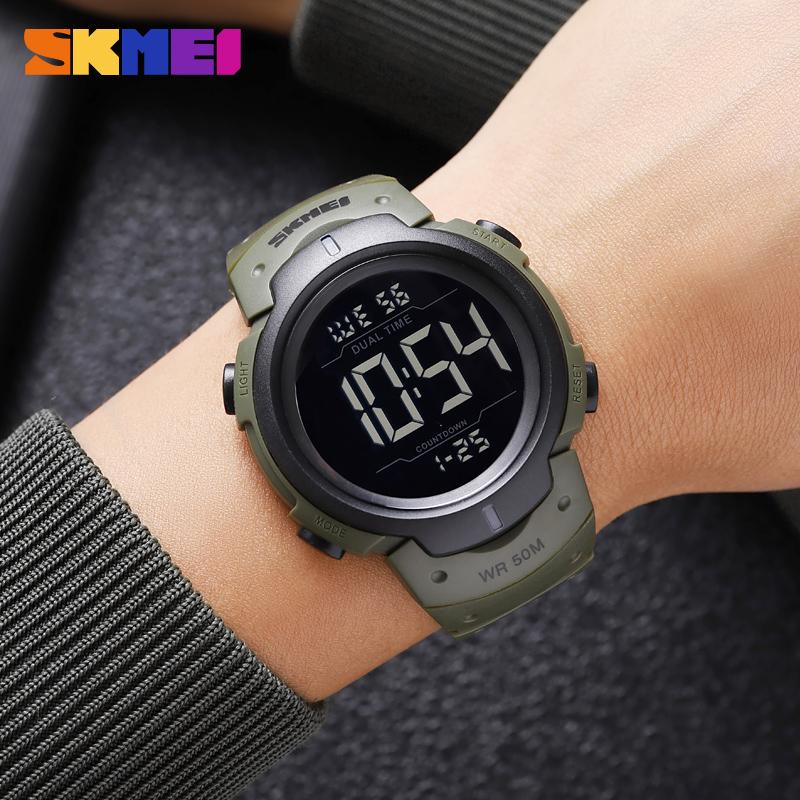 SKMEI 2304 Sport Calendar Big Dial Mens Wristwatches Military Waterproof Digital Watch for Men Countdown Clock 1560 Reloj Hombre
