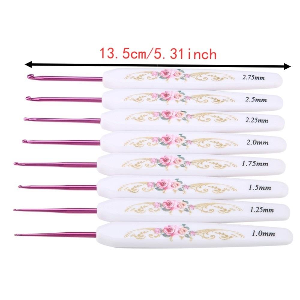 8pcs Plastic Handle Crochet Hooks Set Soft Floral Print Handle Aluminum Crochet Hooks For Arthritis