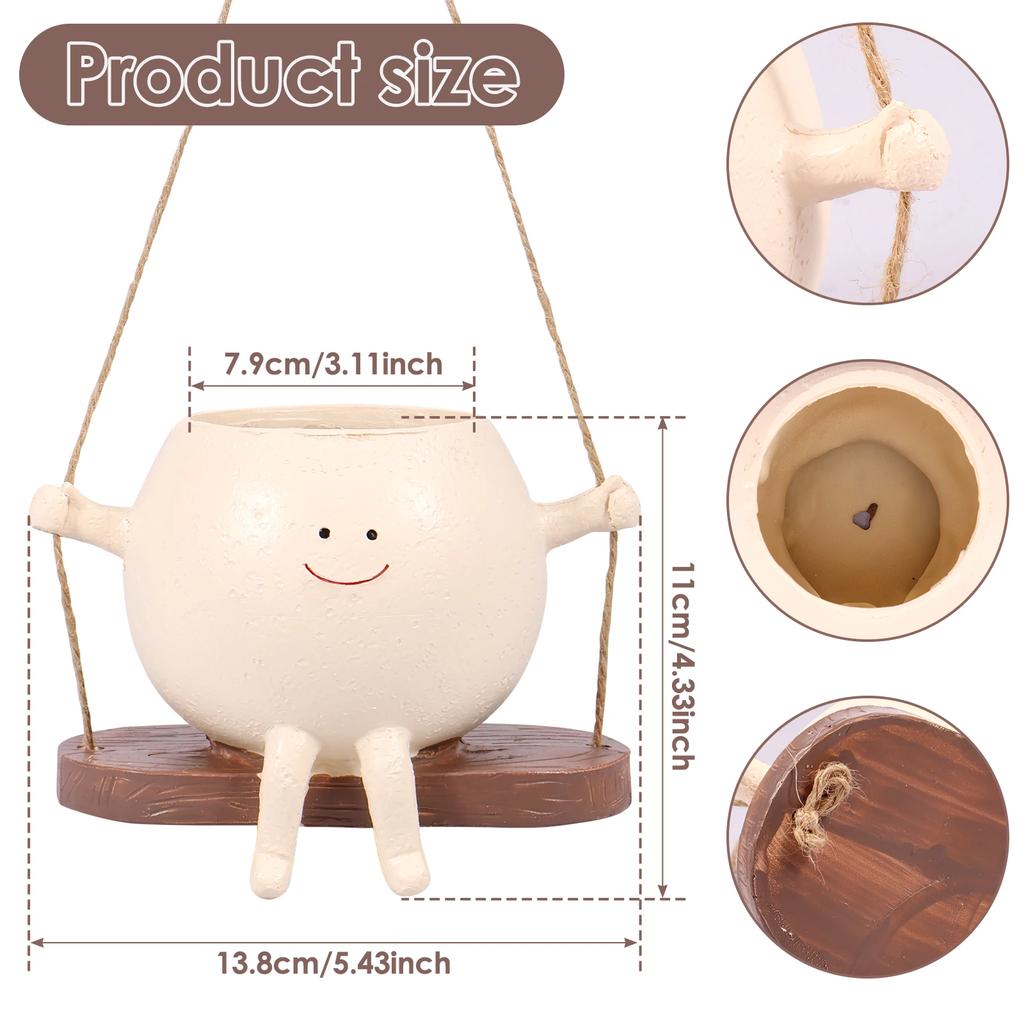 Смоляные суккулентные цветочные горшки для растений, подвесные корзины, симпатичные настенные кашпо с улыбкой для дома, балкона, внутреннего декора, садовых принадлежностей