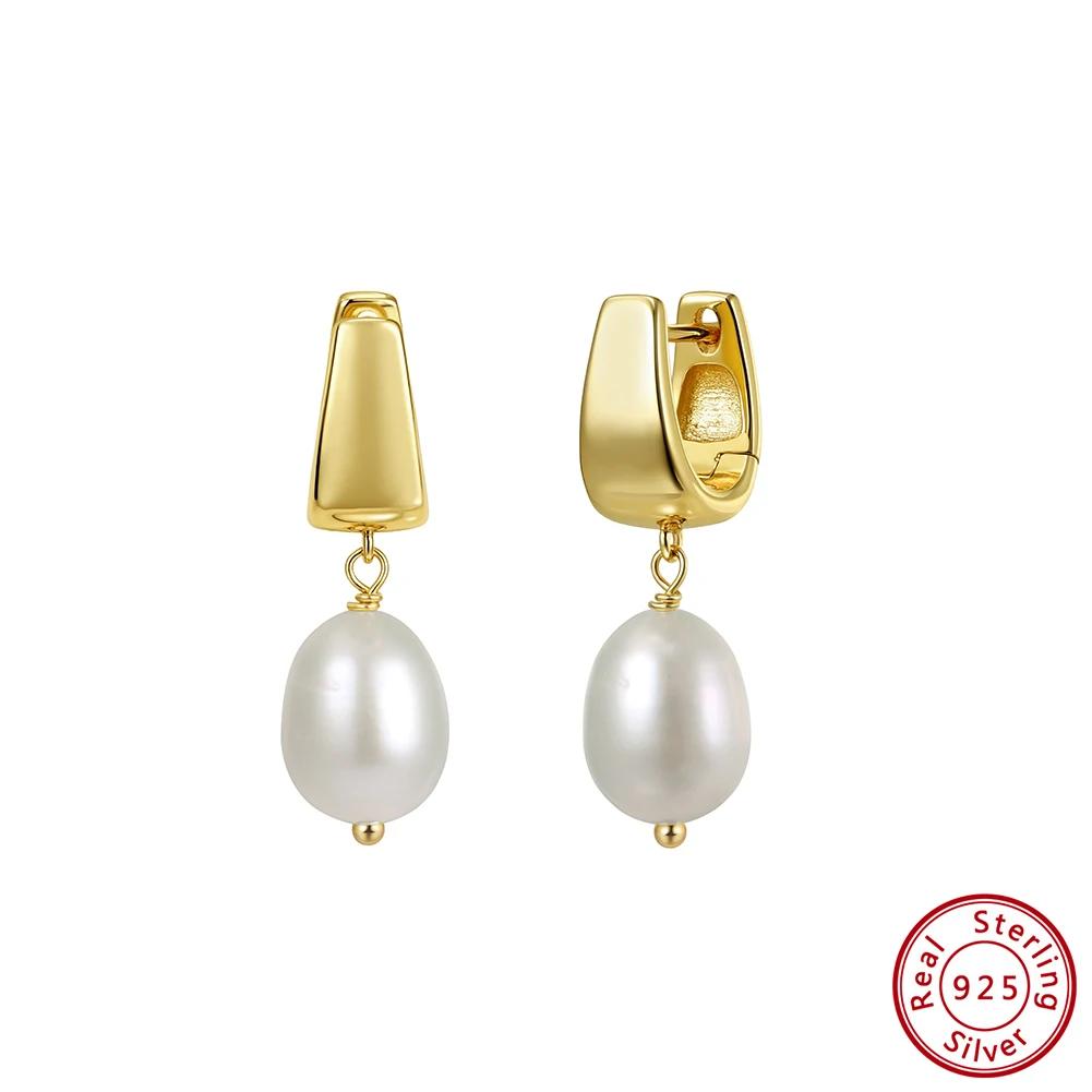 ORSA JEWELS Элегантные серьги-подвески из настоящего 14-каратного золота и стерлингового серебра 925 пробы с отобранным вручную натуральным жемчугом для женщин GPE130