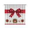 2Pcs Christmas Red Bow Print Blackout Curtains Multiple Size Living Room Bedroom Insulation Holiday Decoration Machine Washable
