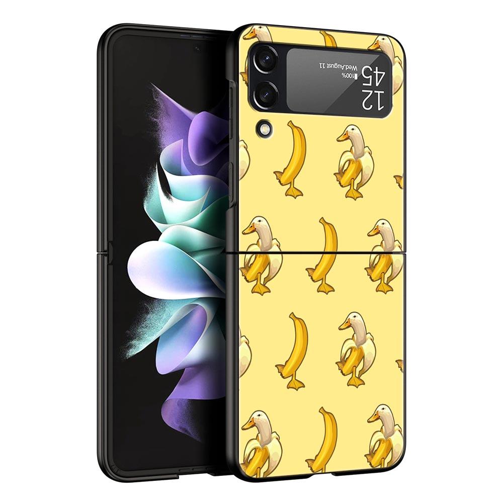 Чехол для телефона Samsung Galaxy Z Flip 3 4 5 Жесткий Черный Складной ПК Для Samsung Z Flip3 Защитный Корпус Мультяшная Утка Гусь Игра