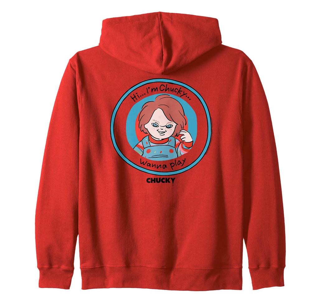 Chucky Hi Chucky Creepy Cartoon Badge Zip Hoodie I'm