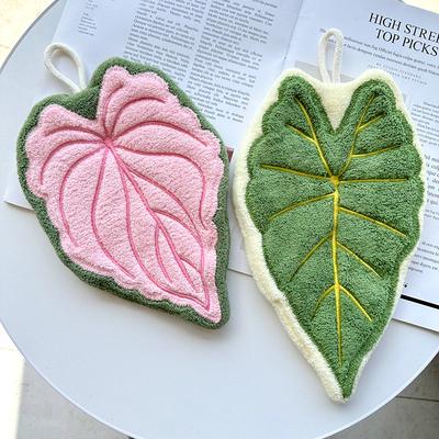 Полотенце-салфетка из кораллового флиса с рисунком листьев, Милый тканевый платок, Впитывающее плотное полотенце-платок, Красивое и практичное