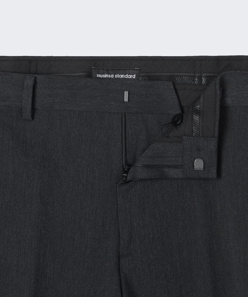 MUSINSA STANDARD New Wide Hidden Banding Slacks [Charcoal Gray]