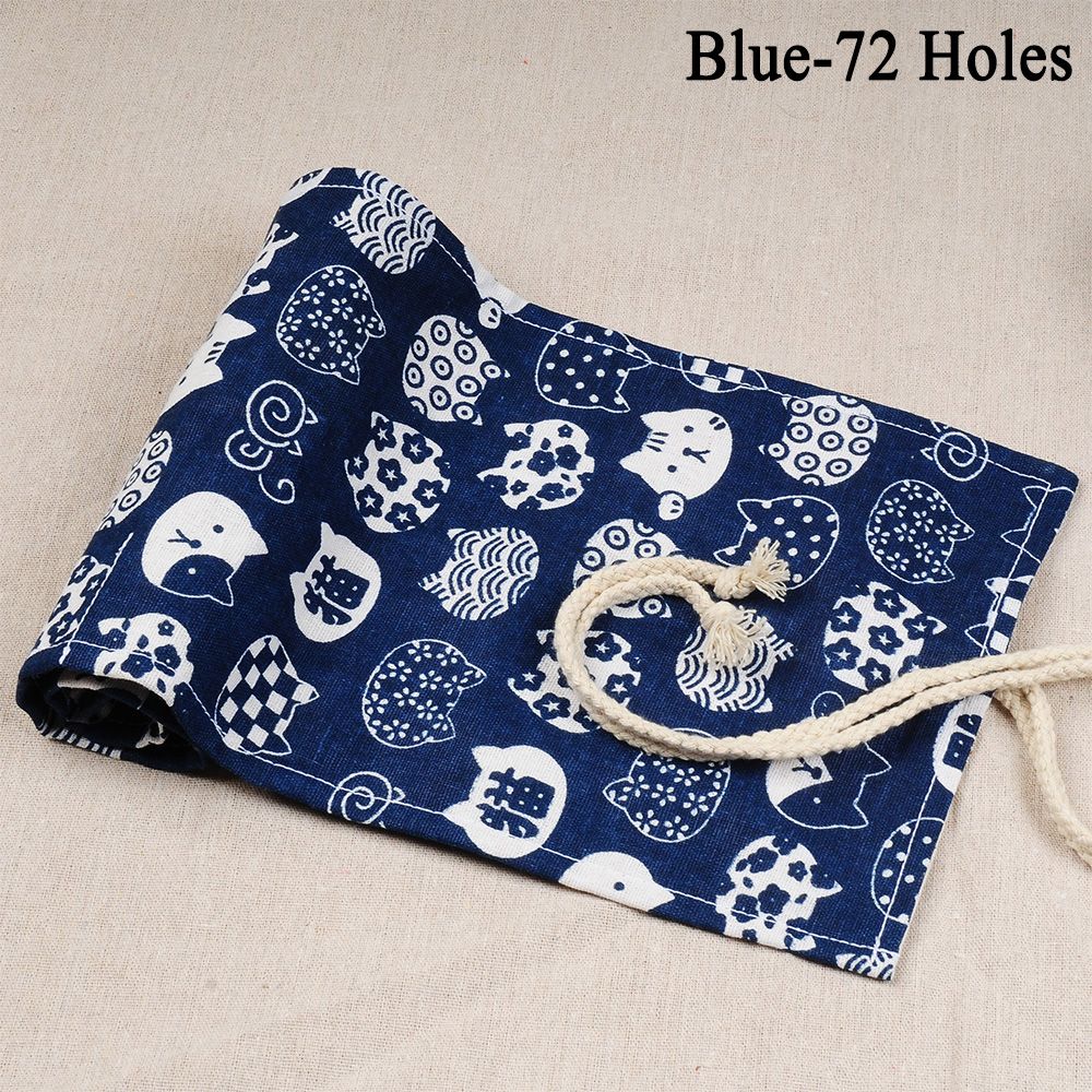 Bags Stationery Supplies Canvas Roll Pouch Pens Storage Box Pencil Bags Pen Curtain Cat Pencil Case