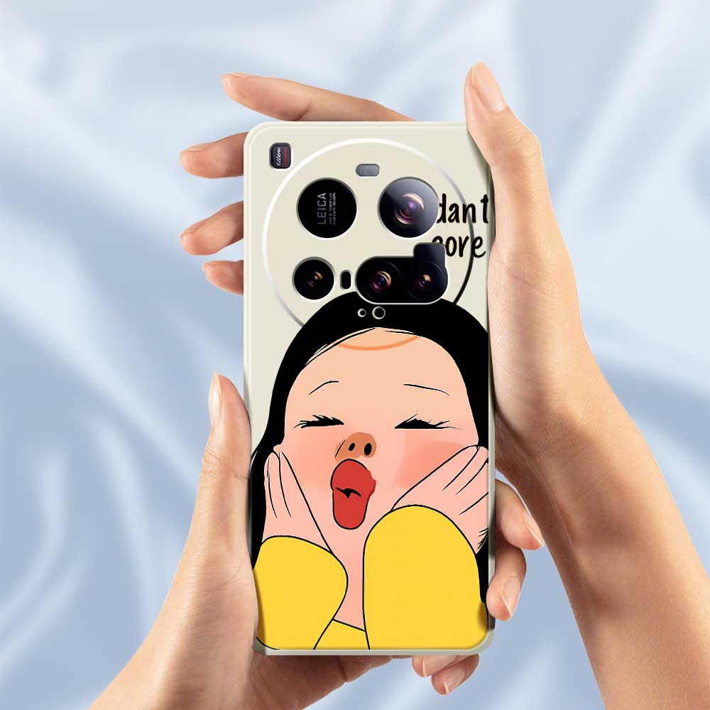 For Xiaomi 15 Ultra Case Girl Holding Face Pattern Printing Straight Edge TPU Phone Back Cover