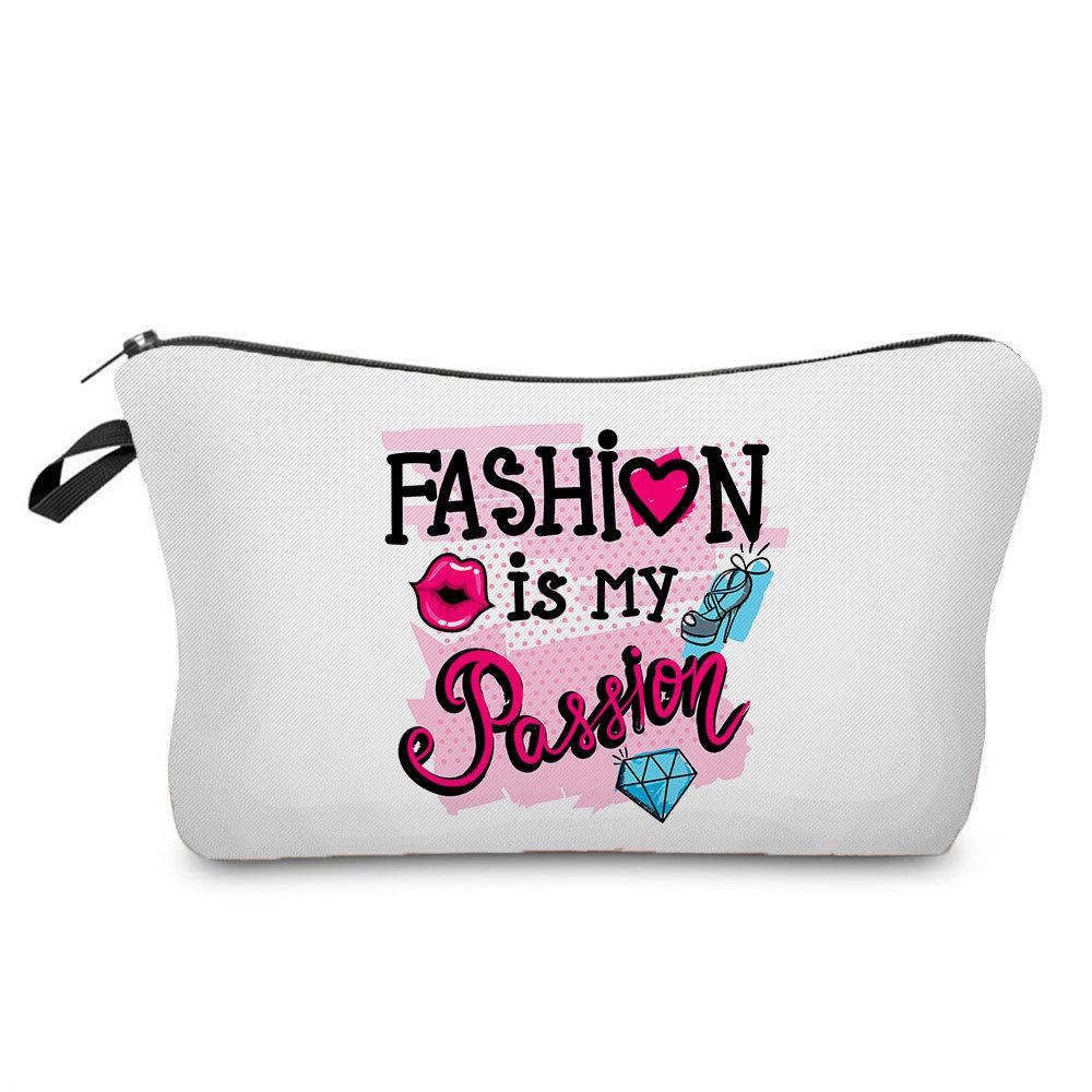 Women Cartoon English Alphabet Print Cosmetic Bag Toiletries Organize Travel Storage Case 6707 KTB