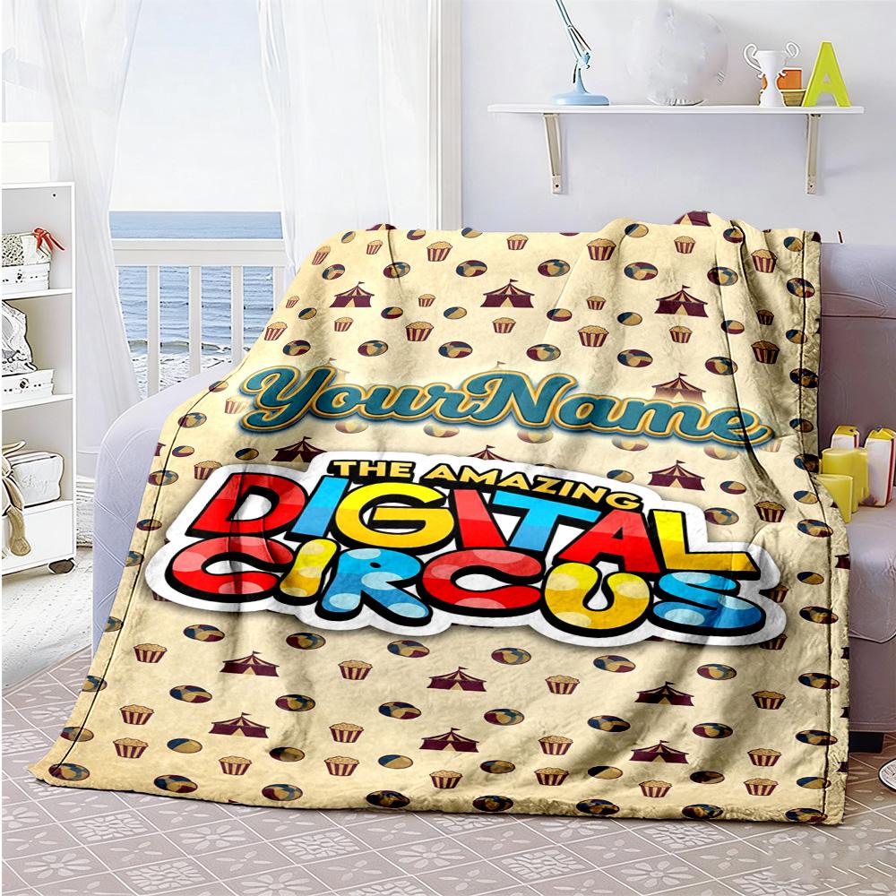 Digital Circus Personalized Name Blanket Lightweight Customizable Blanket Soft & Cozy Versatile for Couch Home Decor Nap Bedding