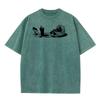 Cute Otter Short Sleeve Tops Tees Round Collar Premium Cotton Men Retro Washed T Shirts Lose Washed TeeShirt Retro