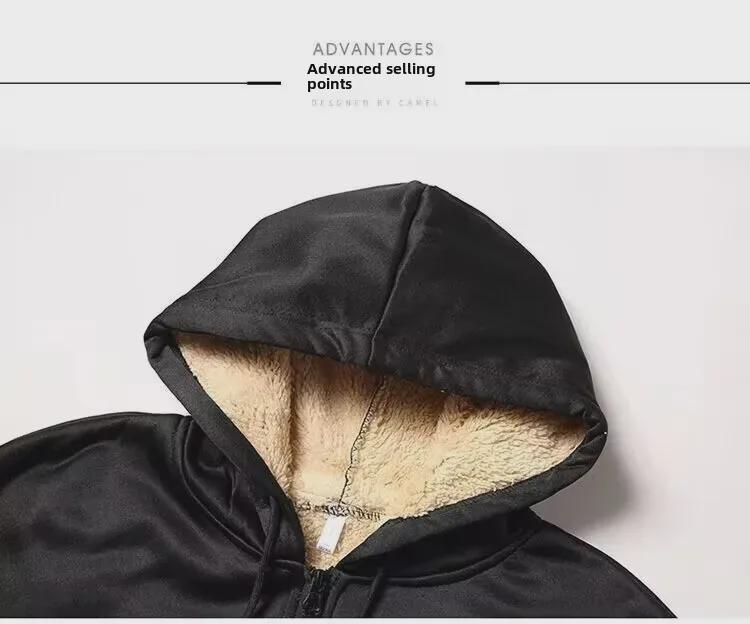 Chaolun Men's Lambskin Sports Suit: Autumn/Winter Velvet Thickened Hoodie & Sweatpants for Outdoor Leisure