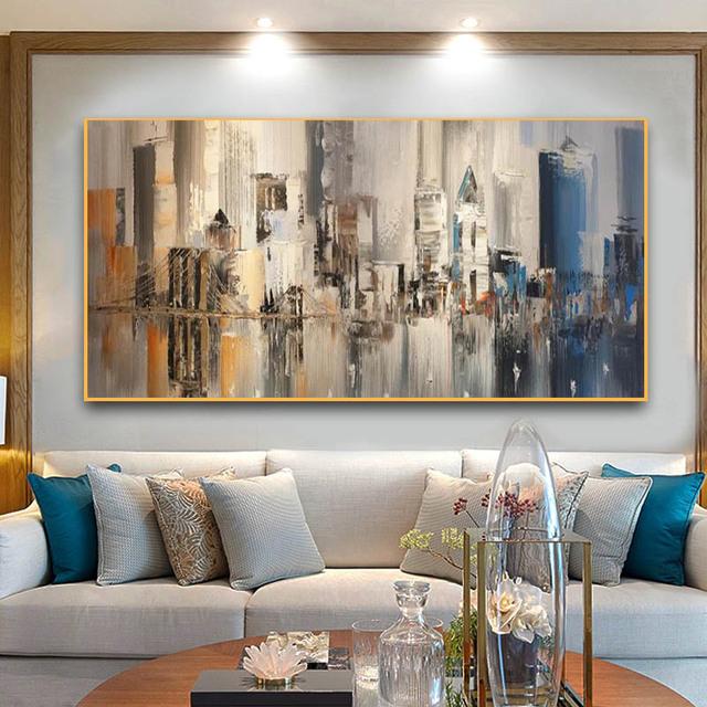 RELIABLI ART Abstract City Building Landscape Posters Home Wall Canvas Paintings For Cuadros Living Room Decor Pictures No Frame