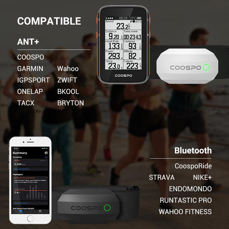 COOSPO H808S Датчик сердечного ритма Двойной режим ANT Bluetooth с нагрудным ремнем Велосипедный компьютер для Wahoo Garmin Zwift Sports Monitor