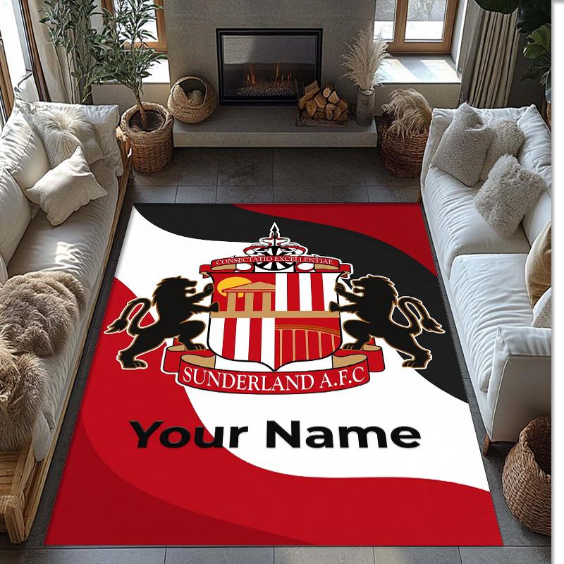 Sunderland FC Printed Crystal Velvet Rug Non‑Slip Crystal Velvet Carpet For Sofa Bedroom Indoor Home Decoration
