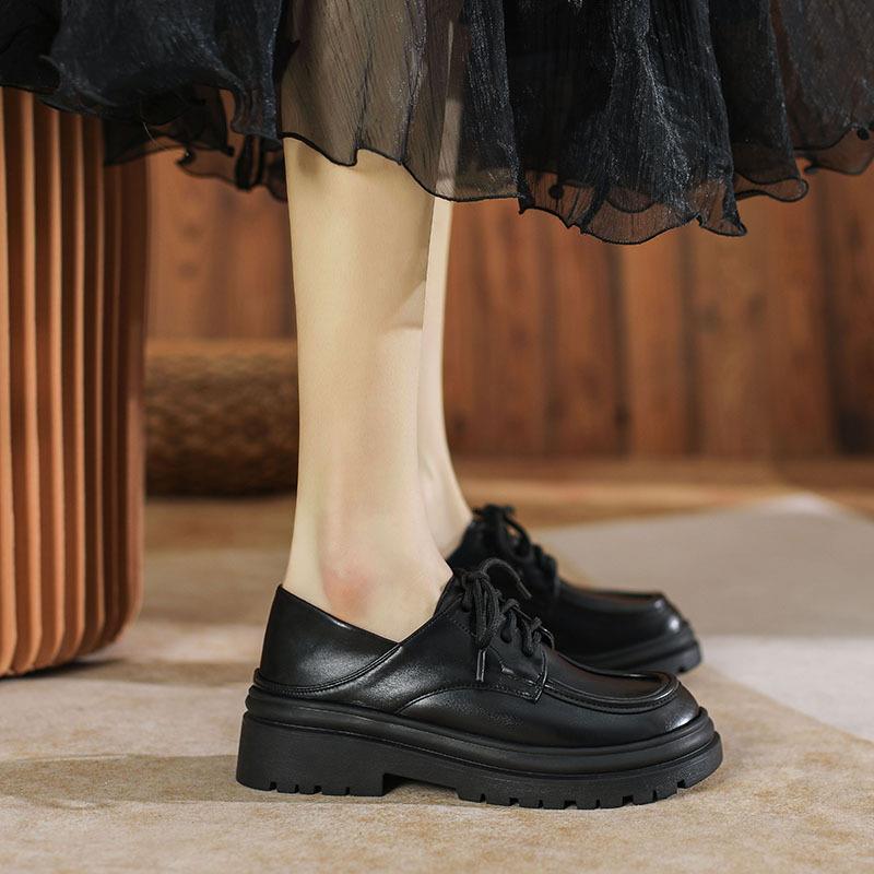 Кожаные туфли на плоской подошве Yuexinwang для женской обуви Huizhou цвета винограда с такими же кожаными туфлями на шнуровке, новые осенние и зимние туфли на платформе с круглым носком wo
